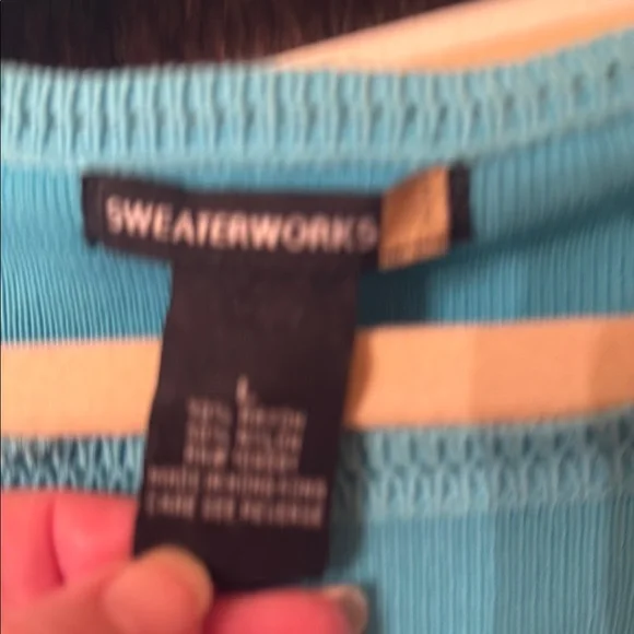 Sweaterworks Blue Sequin Fitted Tank Top - Picture 2 of 3